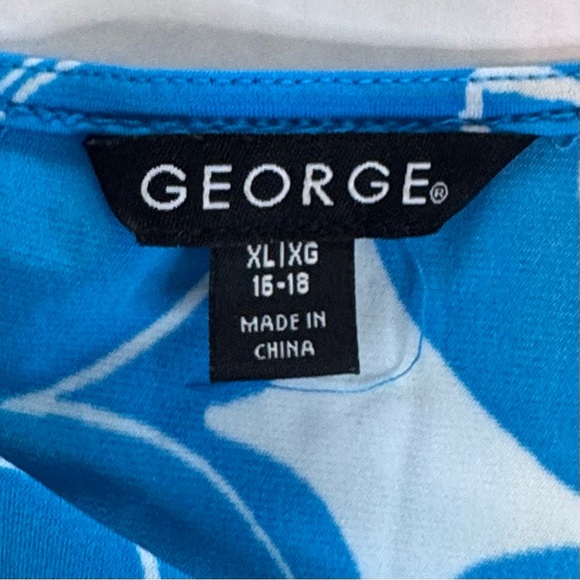 George Blue Floral Sleeveless Shift Dress XL (16–18) - Picture 13 of 13